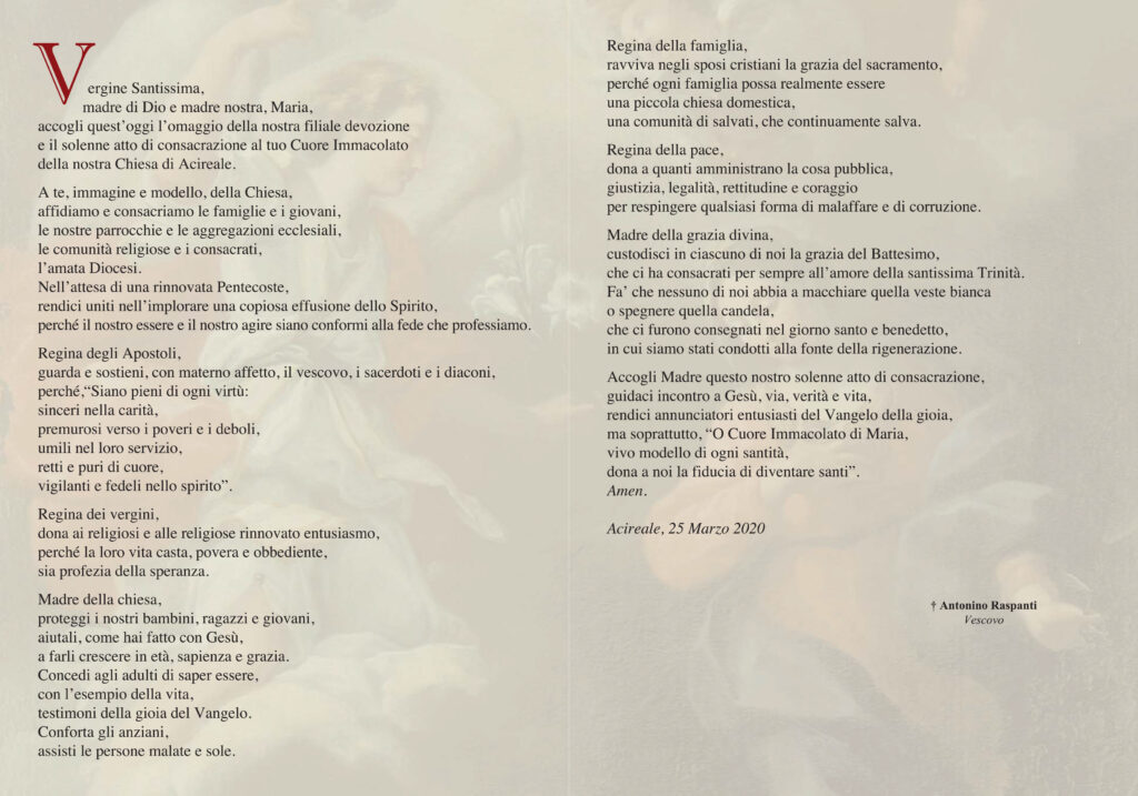 Marzo Il Vescovo Raspanti Rinnova La Consacrazione Alla Vergine